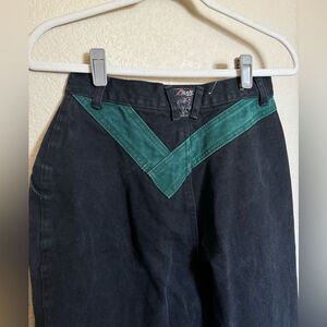 Vintage Blaze Equestrian Bareback Riding Jeans‎ Sz 26 Black Green Colorblock